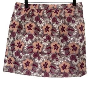 NWT J Crew Retro Salon Mini Floral Brocade Metallic Wool Silk Pocket Skirt